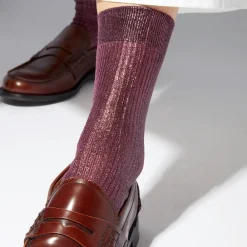 Women Maria La Rosa - Chaussettes One Ribbed Laminate - Bordeaux
