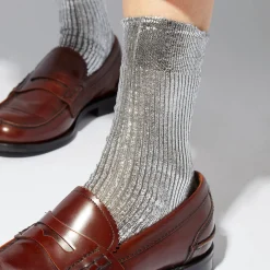 Women Maria La Rosa - Chaussettes One Ribbed Laminate - Argent