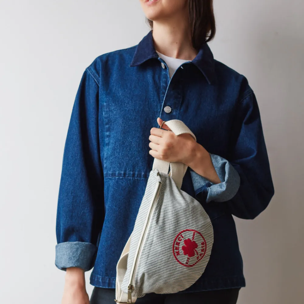 2102 VJ SOURCING Merci - Banane en canvas - Rayures Bleu