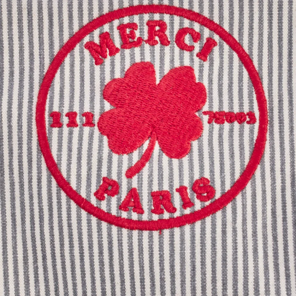 2102 VJ SOURCING Merci - Besace en canvas - Rayures Bleu