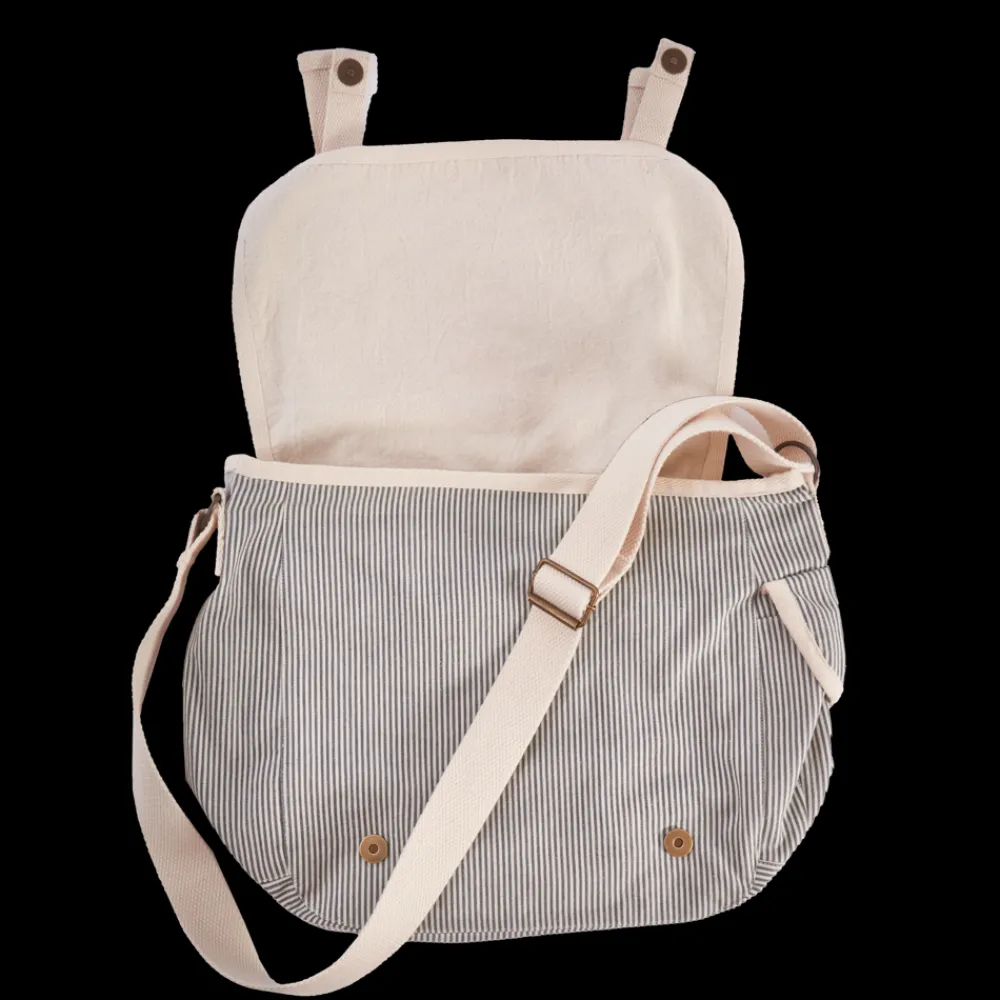 2102 VJ SOURCING Merci - Besace en canvas - Rayures Bleu