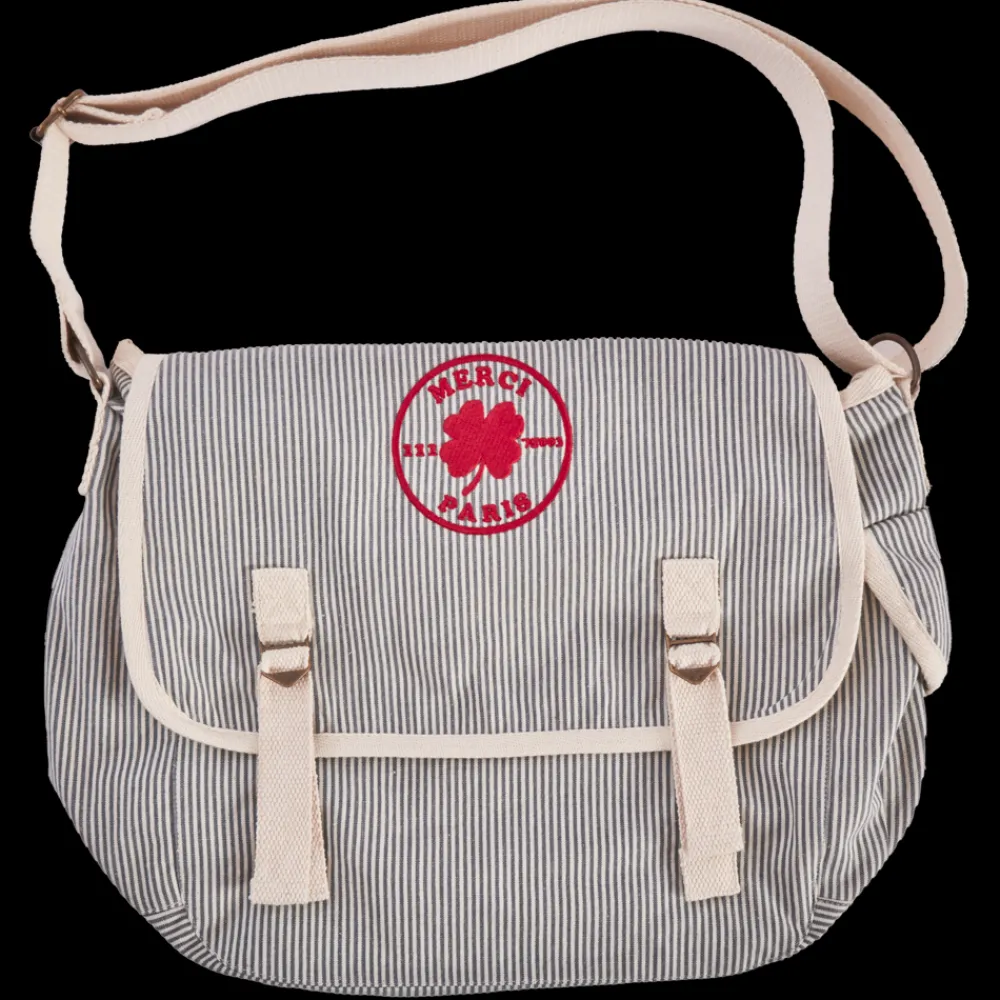 2102 VJ SOURCING Merci - Besace en canvas - Rayures Bleu