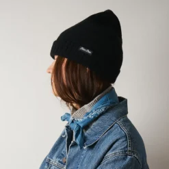 Women ST01 Merci - Bonnet en laine et cachemire - Noir & Blanc