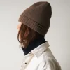 Women ST01 Merci - Bonnet en laine et cachemire - Marron & Jaune