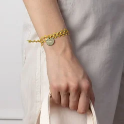 Women MERCI CAT JEMMAPES Merci - Bracelet médaille Jardin - Fleur Jaune