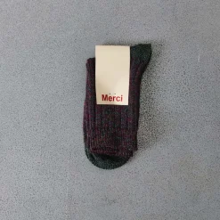 Women F01 Merci - Chaussettes Lulu - Prune & Vert