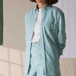 Women G01 Merci - Chemise Basile - Rayures Vert