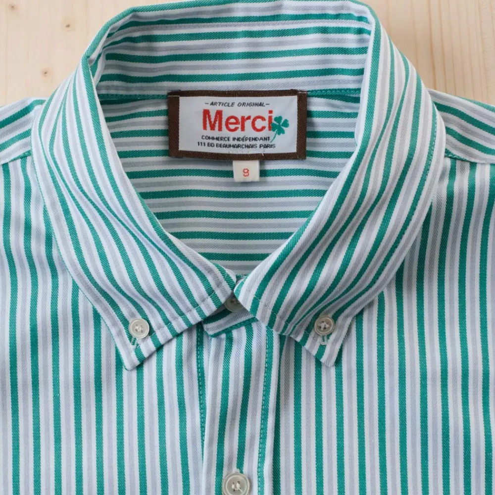 Women G01 Merci - Chemise Basile - Rayures Vert