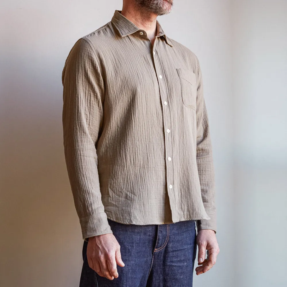 MERCI - Chemise Gaspard en gaze de coton - Kaki