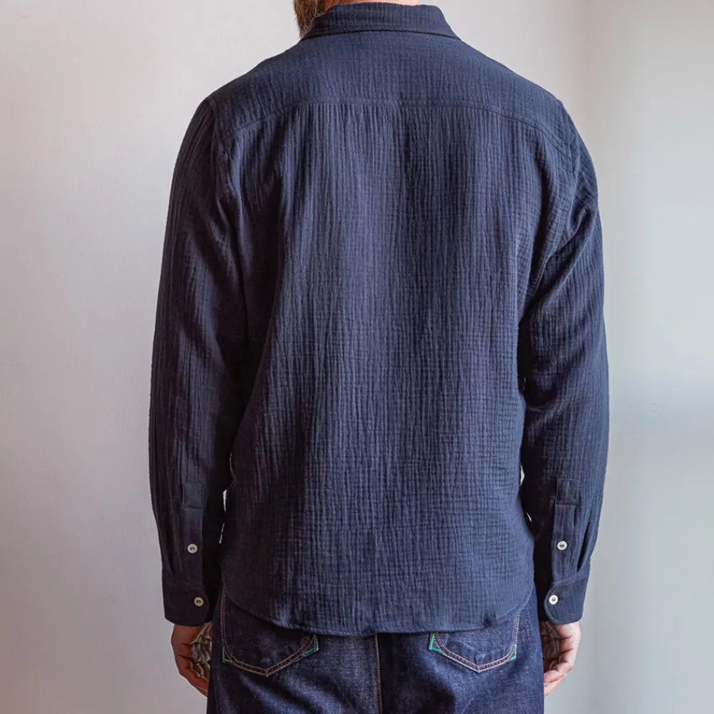 MERCI - Chemise Gaspard en gaze de coton - Bleu Marine