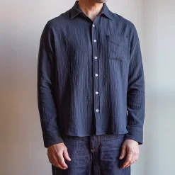 MERCI - Chemise Gaspard en gaze de coton - Bleu Marine