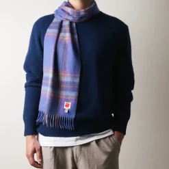 Women JE01 Merci - Echarpe en cachemire Harry - Carreaux Violet