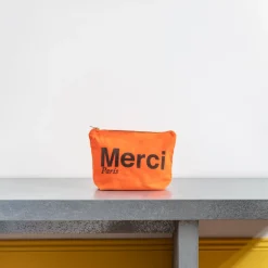 V01 Merci - Pochette en coton - Orange & Marron