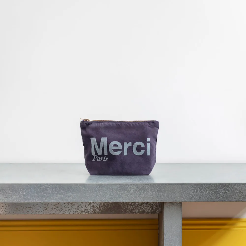 V01 Merci - Pochette en coton - Marine