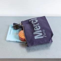 V01 Merci - Pochette en coton - Marine