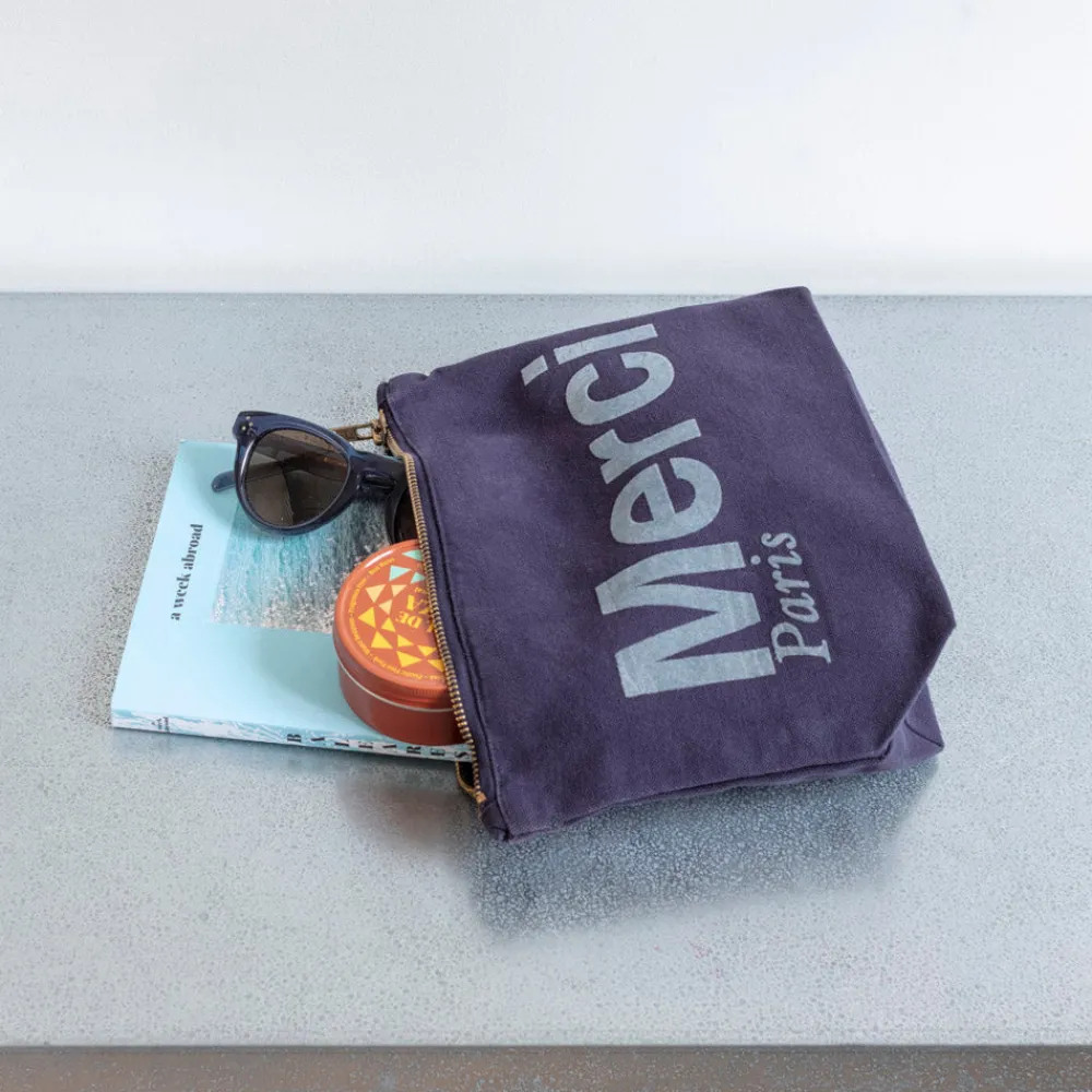 V01 Merci - Pochette en coton - Marine