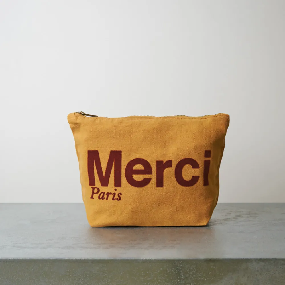 V01 Merci - Pochette en coton - Beige & Marron