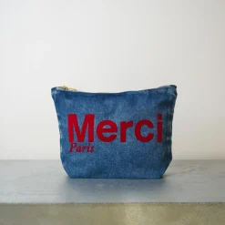 V01 Merci - Pochette en coton - Denim