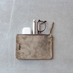 MERCI - Pochette en daim - Truffle