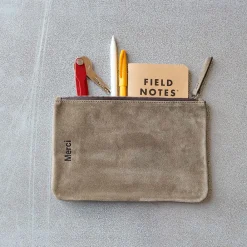 MERCI - Pochette en daim - Truffle