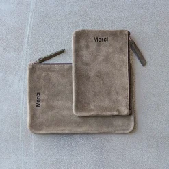 MERCI - Pochette en daim - Truffle