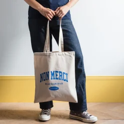 M05 Merci - Sac Tote Bag College Non Merci - Bleu