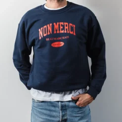 Women M05 Merci - Sweat College Non Merci - Bleu