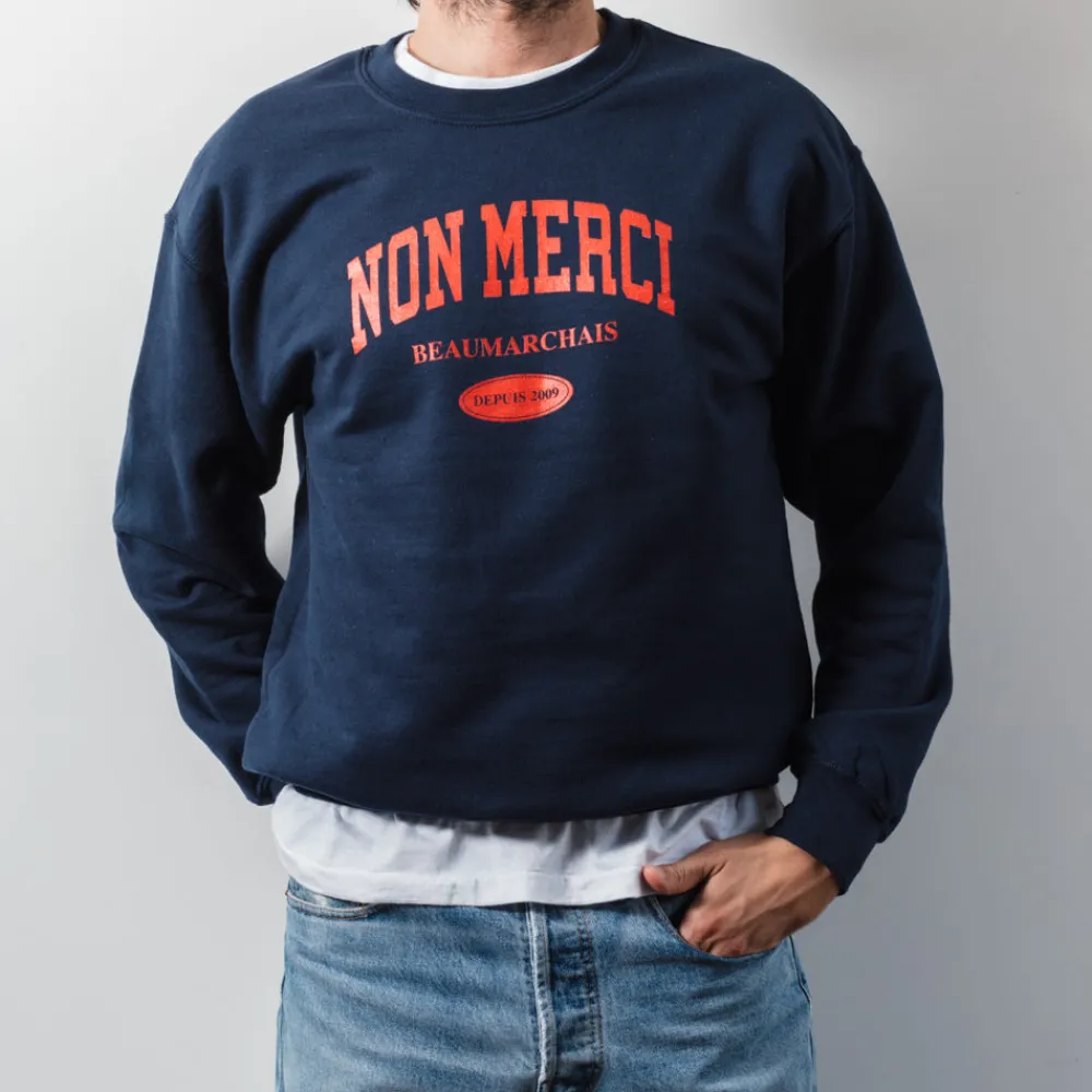 Women M05 Merci - Sweat College Non Merci - Bleu