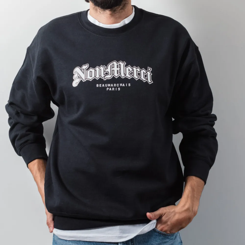 Women M05 Merci - Sweat Gothique Non Merci - Noir
