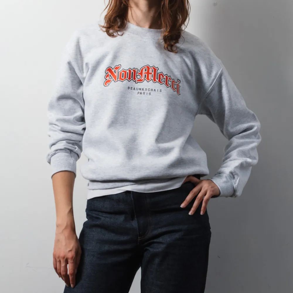 Women M05 Merci - Sweat Gothique Non Merci - Gris