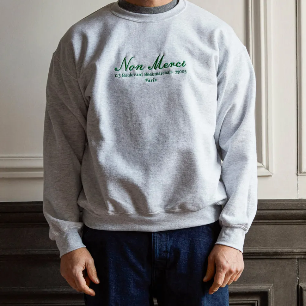 Women Merci - Sweat unisexe Non "Rive Gauche" - Gris