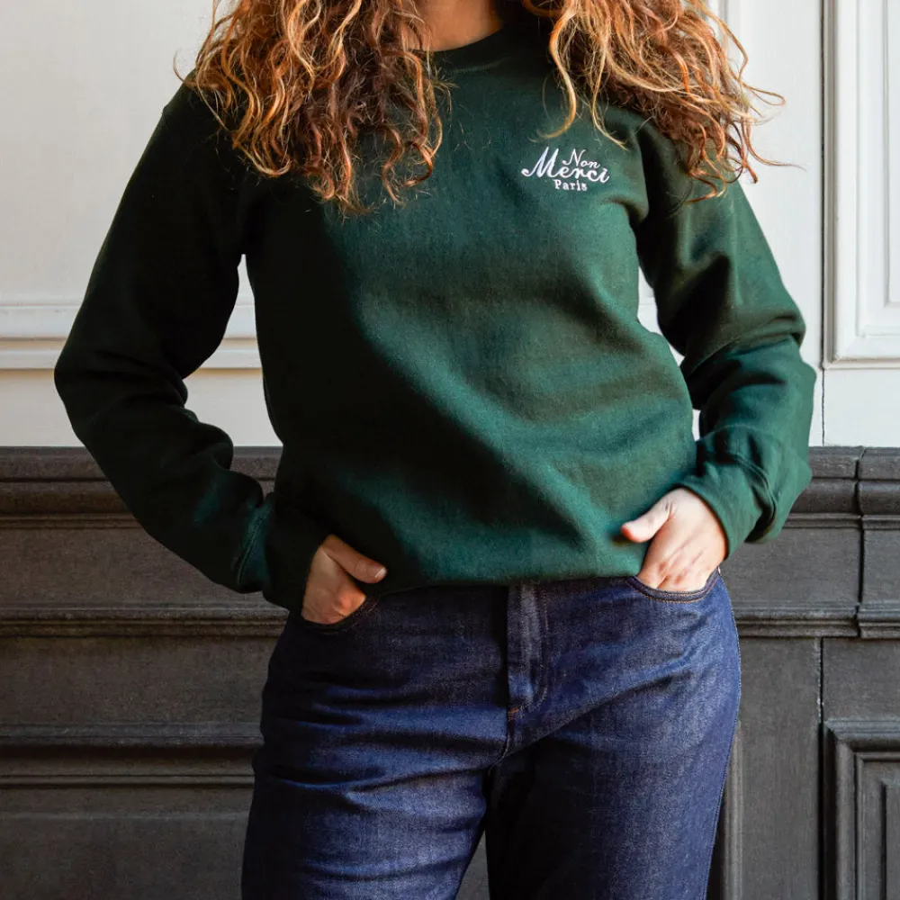 Women Merci - Sweat unisexe Non "Rive Gauche" - Vert
