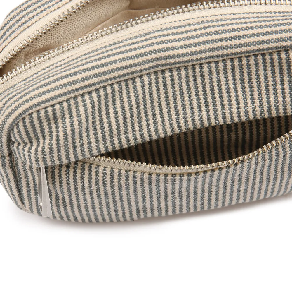 2105 VJ SOURCING Merci - Trousse en canvas Weekender - Rayures Bleu