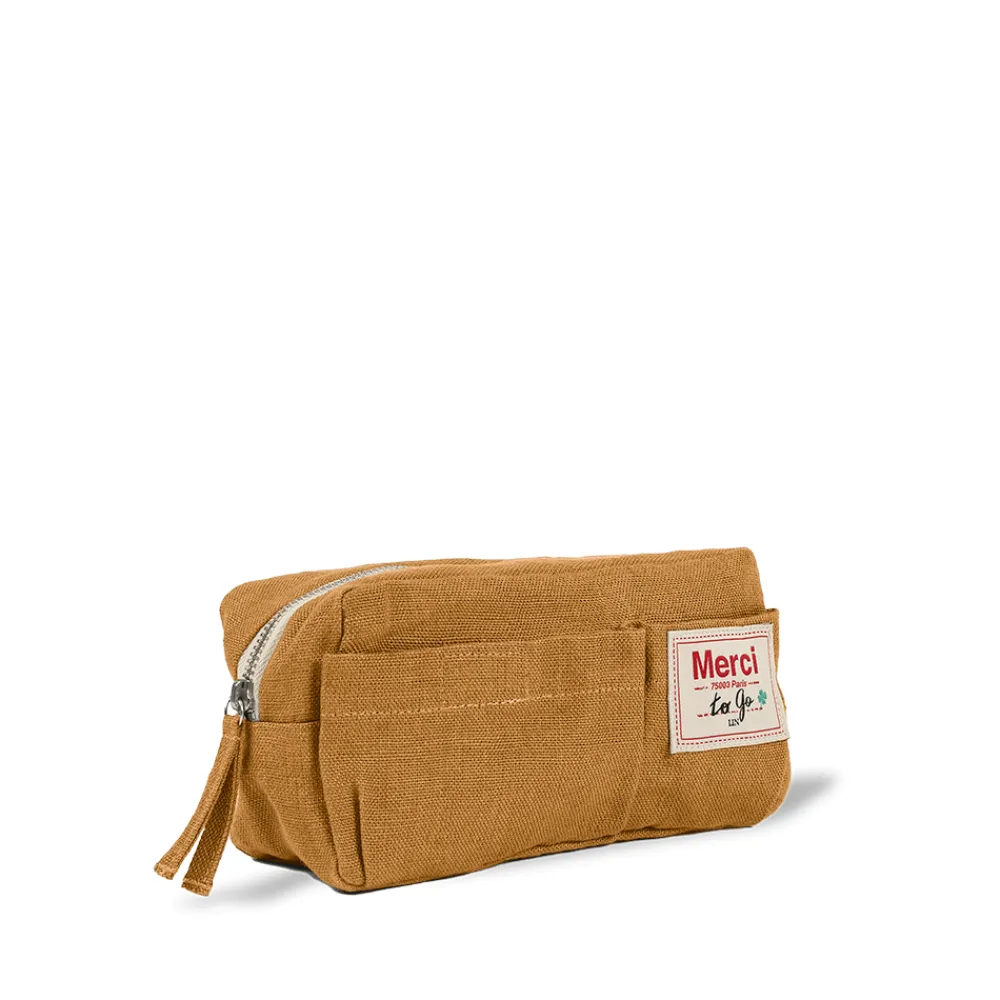 200 LINTEX Merci - Trousse en lin lavé - Jaune Asahi