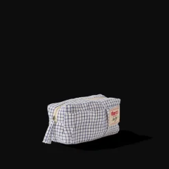 200 LINTEX Merci - Trousse en lin lavé - Carreaux Bleu Shibori