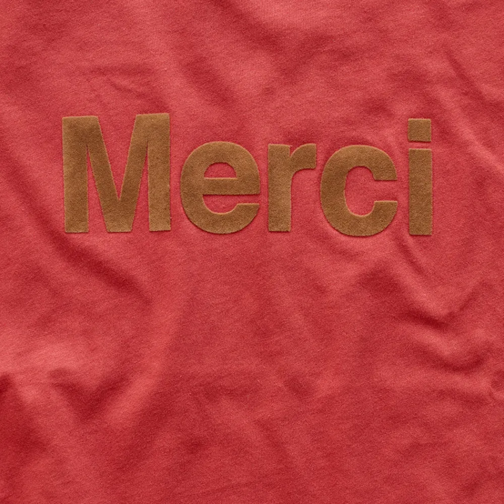 Women MERCI - T-shirt logo - Rouge