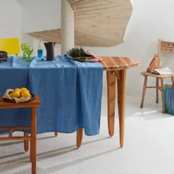 200 LINTEX Nappe en lin lavé - Bleu Paros