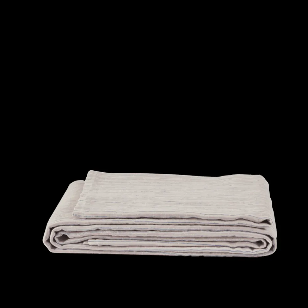 200 LINTEX Nappe en lin lavé - Rayures Parme Fuji Iro