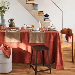 200 LINTEX Nappe en lin lavé - Rouge Urushi