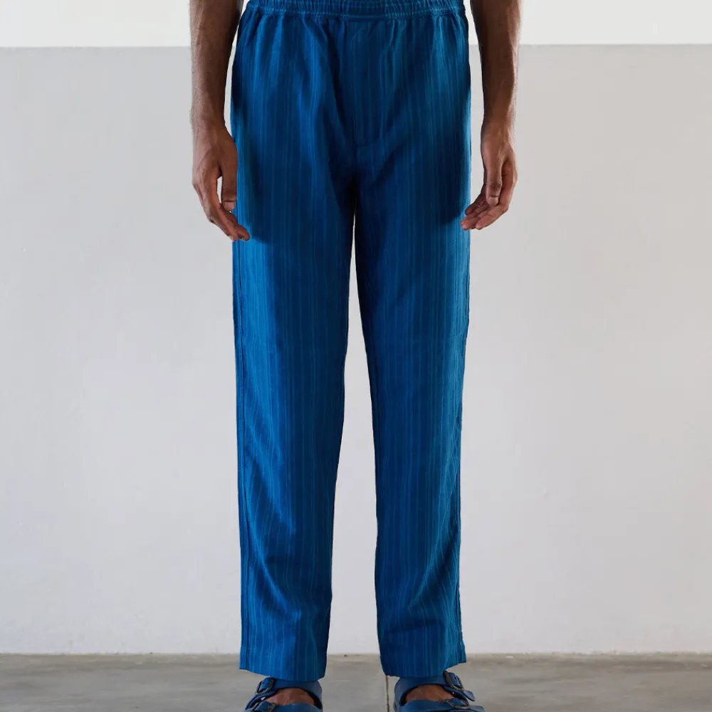 Original Madras Trading Co - Pantalon N65 Lax Drawstring - Bleu rayé