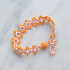 Women OTTOMANIA - Bracelet crochet Daisy - Rose & Orange
