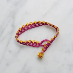 Women OTTOMANIA - Bracelet crochet Meadow - Rose & Jaune