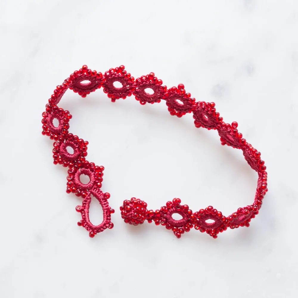 Women OTTOMANIA - Bracelet crochet Daisy - Rouge