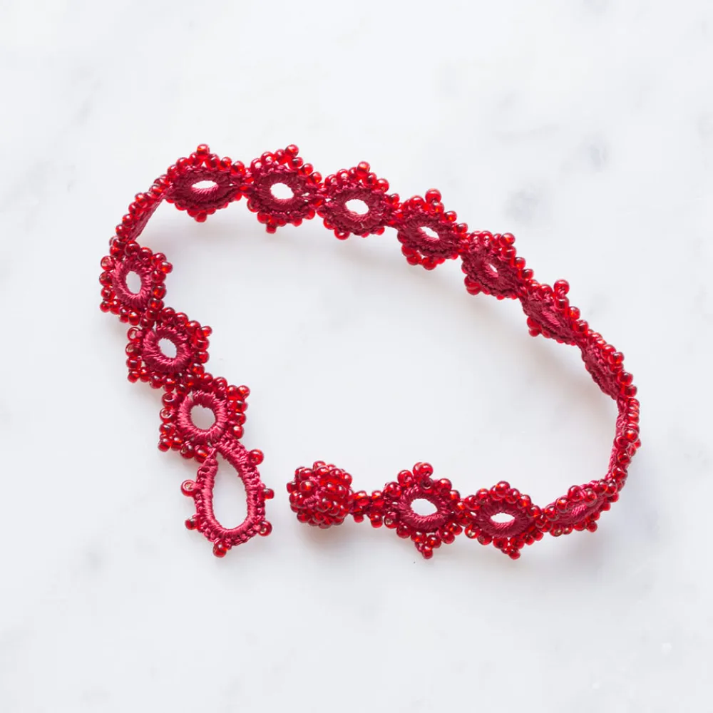 Women OTTOMANIA - Bracelet crochet Daisy - Rouge
