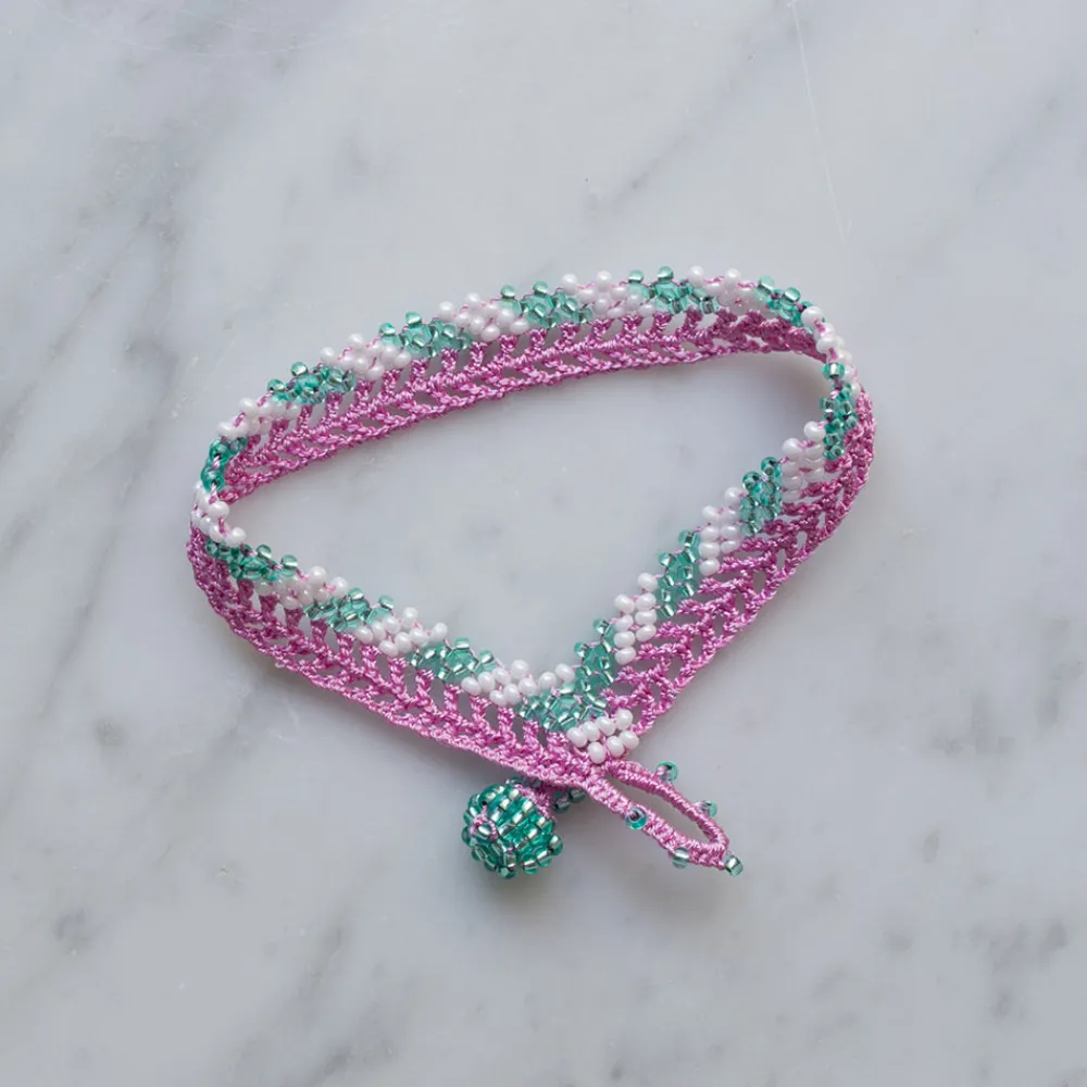 Women OTTOMANIA - Bracelet crochet Stripes - Rose