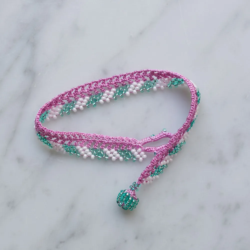 Women OTTOMANIA - Bracelet crochet Stripes - Rose