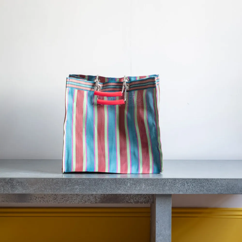 1414 PUEBCO Panier carré - Rouge & Bleu