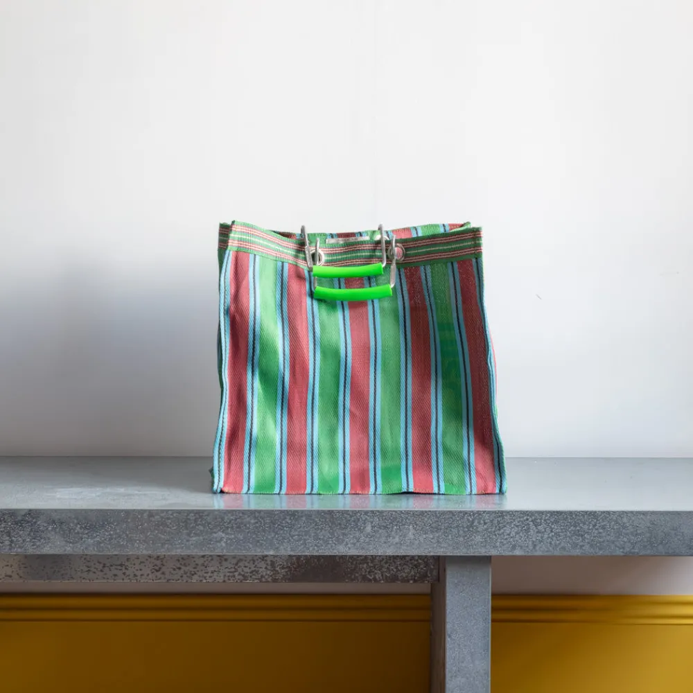 1414 PUEBCO Panier carré - Vert & Rouge