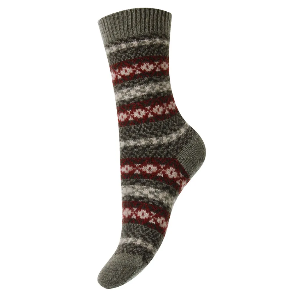 Women Pantherella - Chaussettes Cachemire Fair Isle - Vert