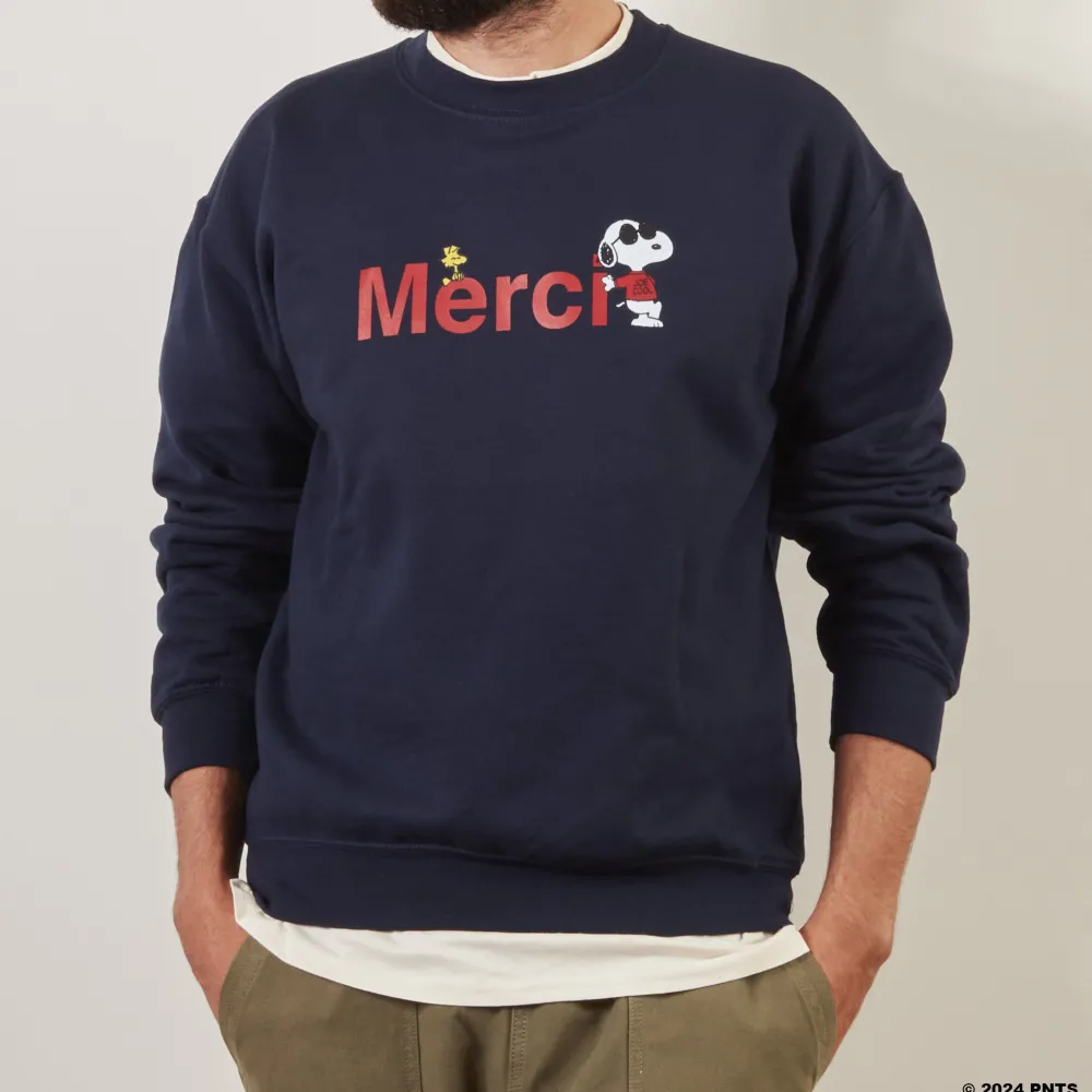 Women M05 Peanuts x Merci - Sweat Merci - Marine